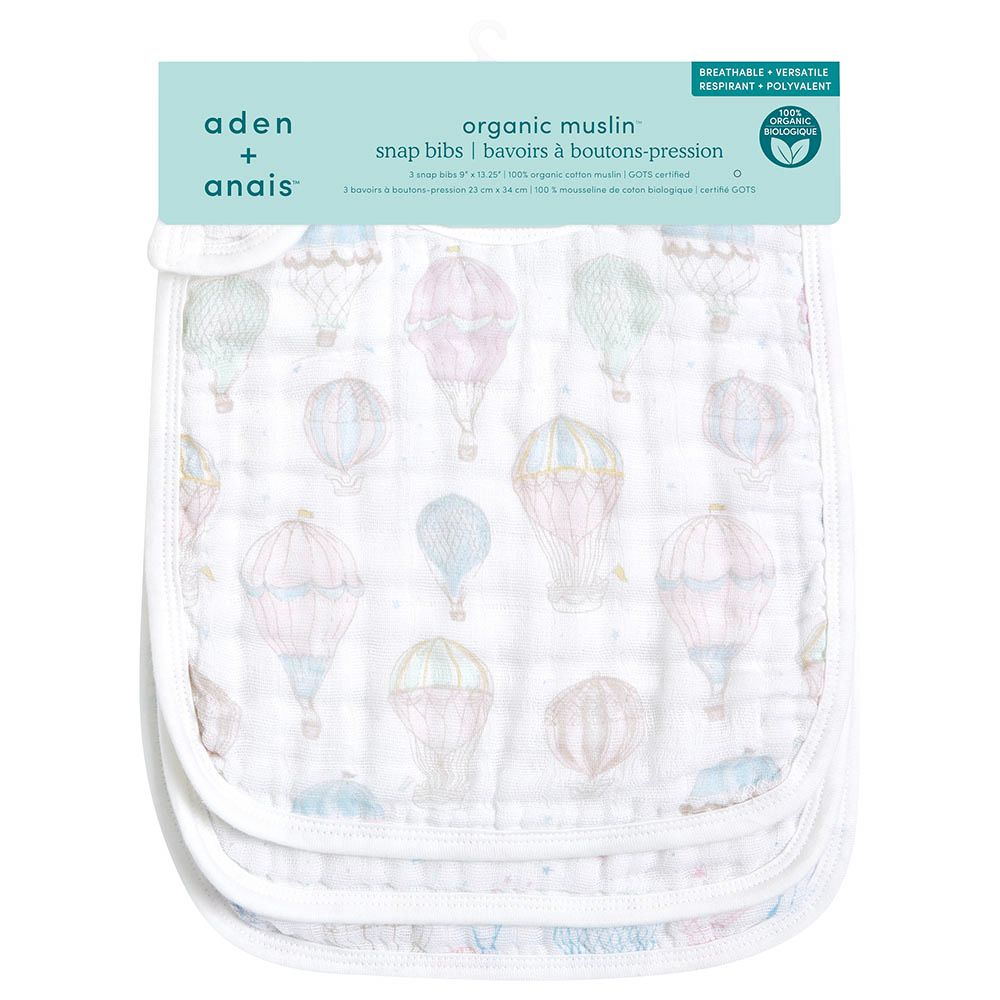 Aden + Anais - Muslin Snap Bib - Pack of 3 - Above The Clouds 