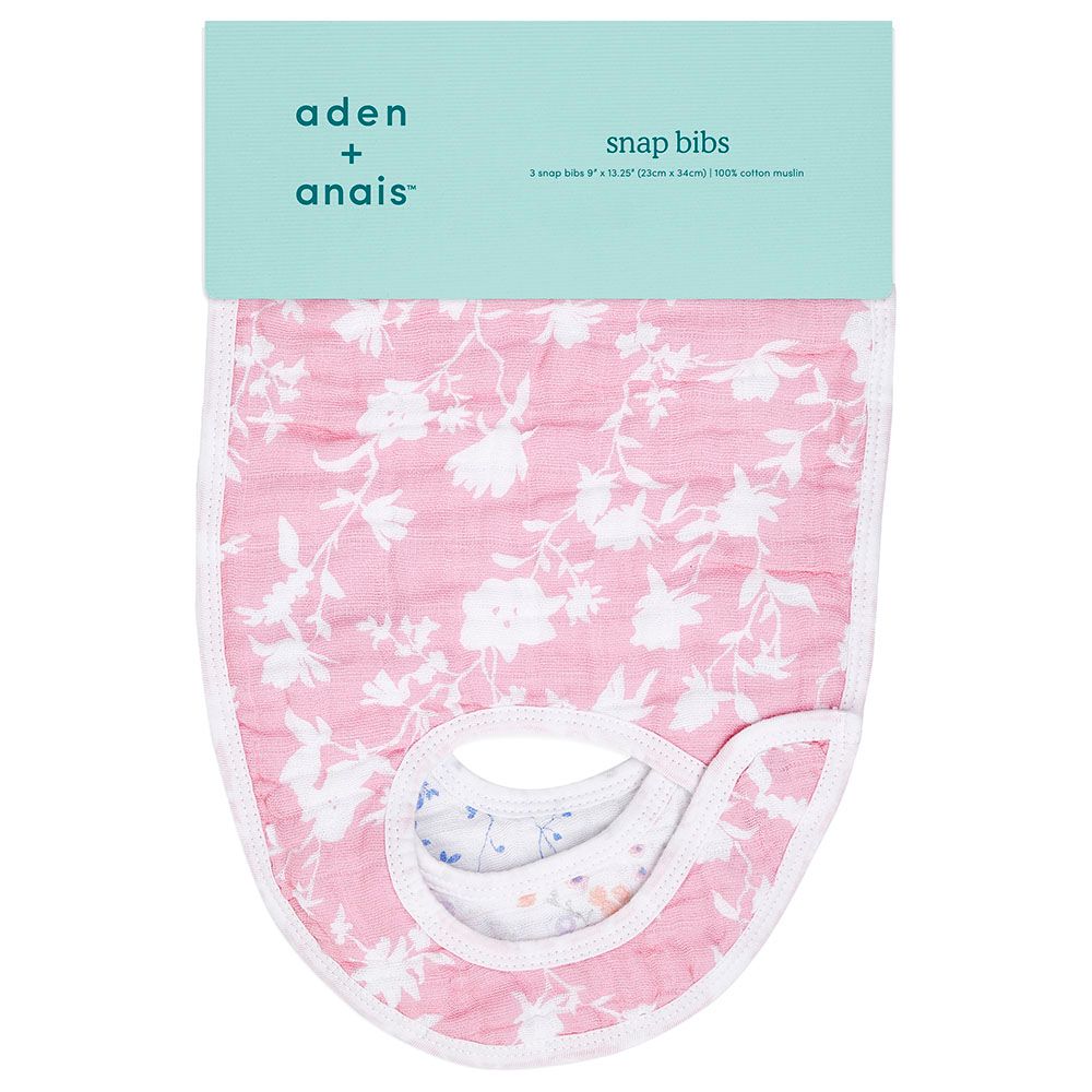 Aden + Anais - Cotton Muslin Snap Bib - Pack of 3 - Ma Fleur