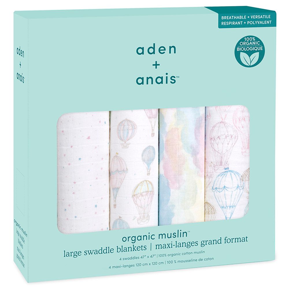 Aden + Anais - Muslin Large Swaddles - Pack of 4 - Above The Clouds