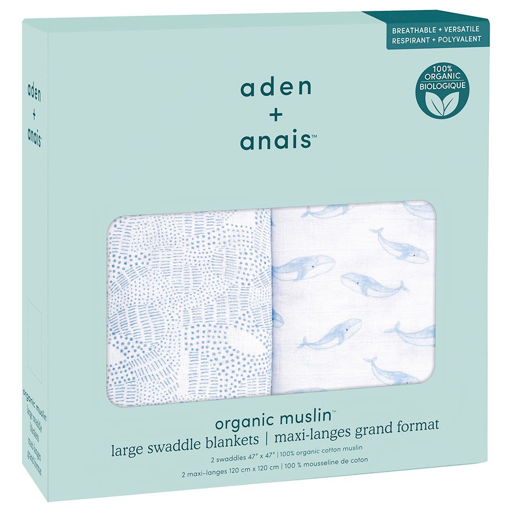 Aden + Anais - Cotton Muslin Large Swaddles - Pack of 2 - Oceanic