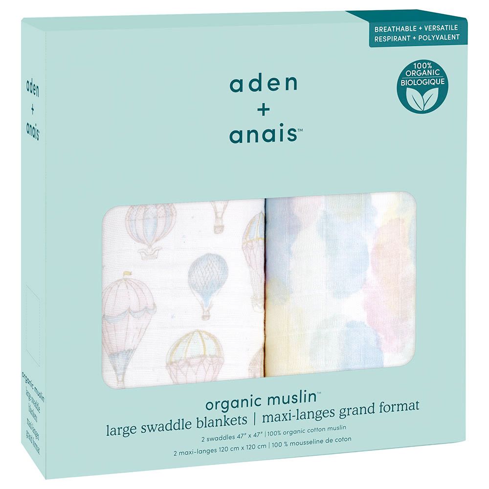 Aden + Anais - Muslin Large Swaddles - Pack of 2 - Above The Clouds