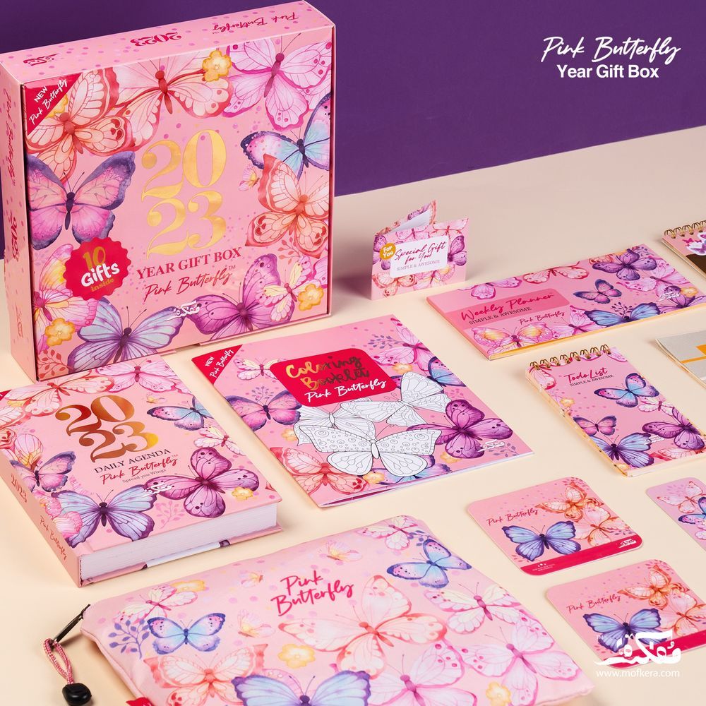 Mofkera - Agenda Gift Set 2023 - Pink Butterfly