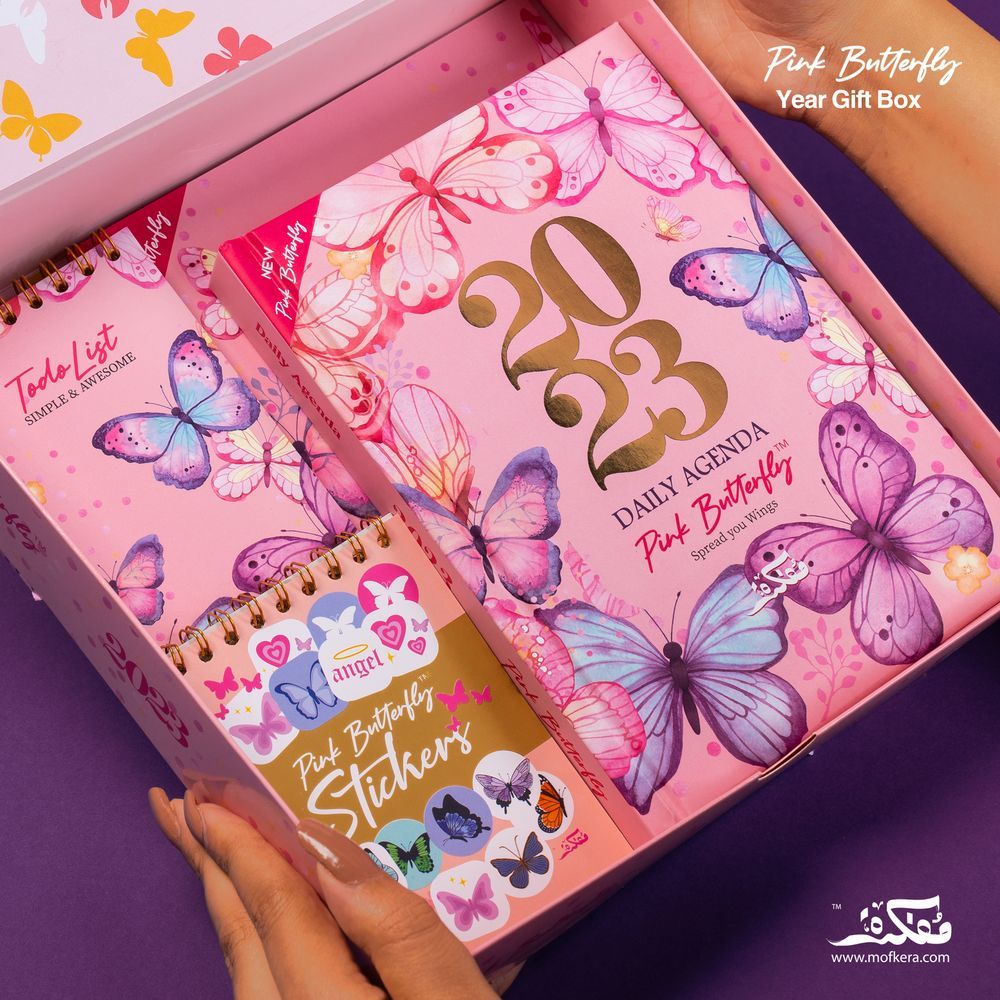 Mofkera - Agenda Gift Set 2023 - Pink Butterfly