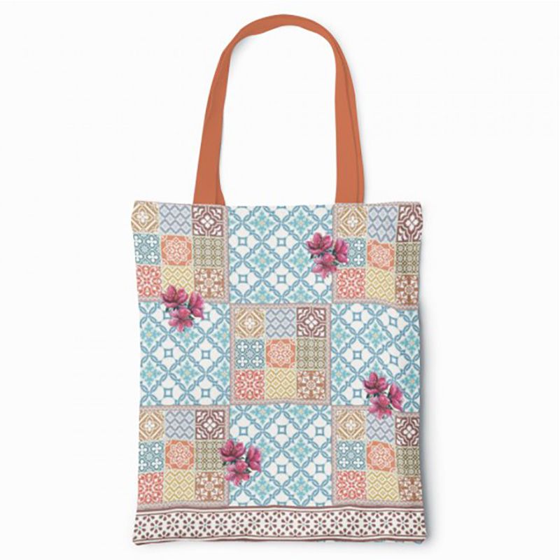 Doodle - Turkish Tile Canvas Tote Bag - White