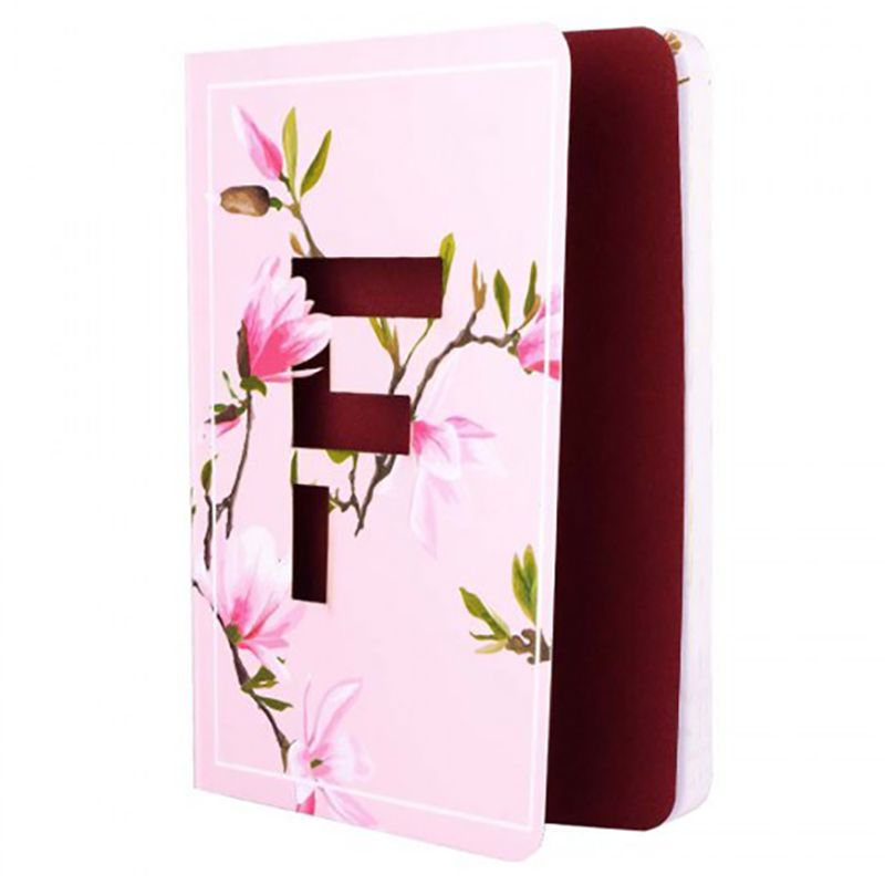 Doodle - Initial F Monogram Personalized Notebook - Pink