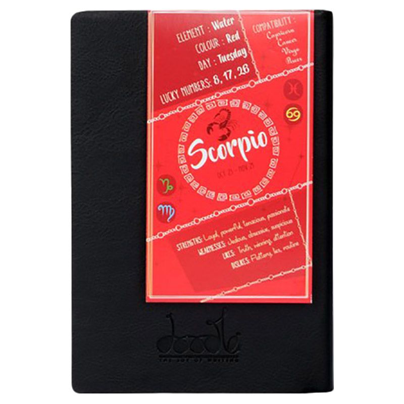 Doodle - Scorpio - Zodiac Birthday Gift B6 Diary - Black