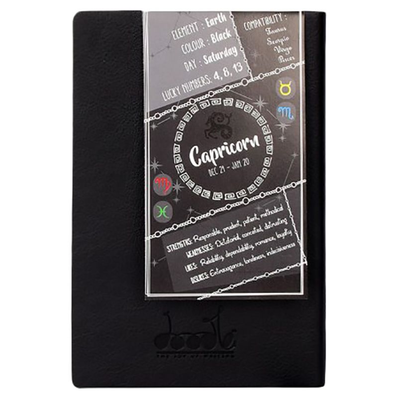 Doodle - Capricorn - Zodiac Birthday Gift B6 Diary - Black