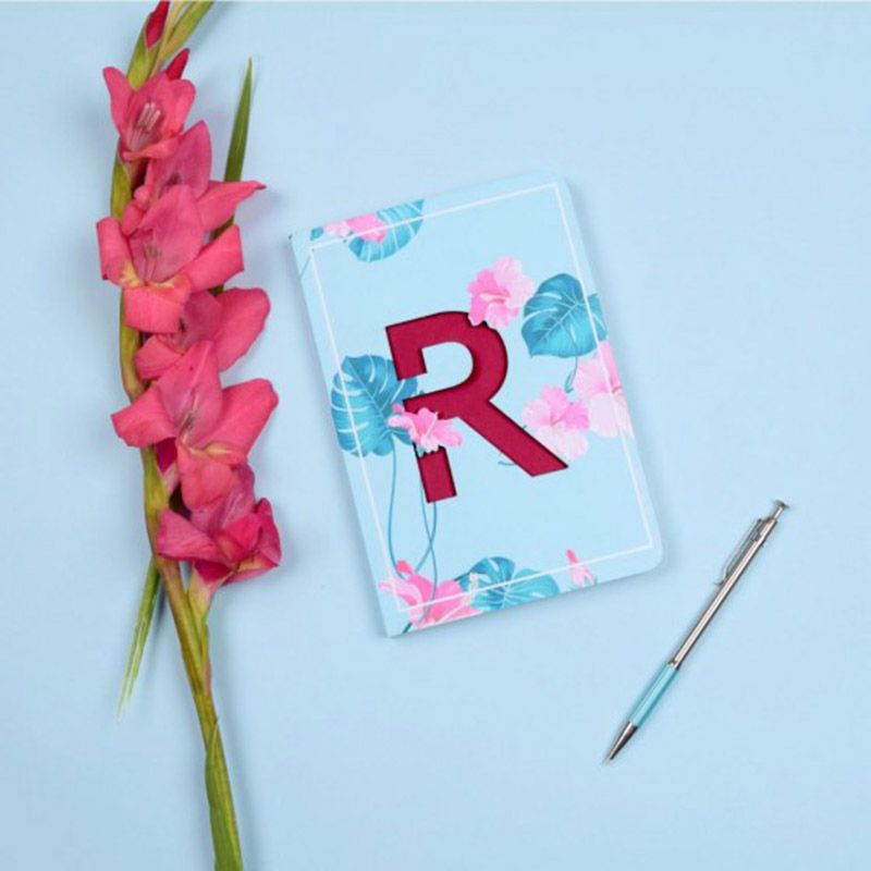 Doodle - Initial R Monogram Soft Bound B6 Diary - Blue