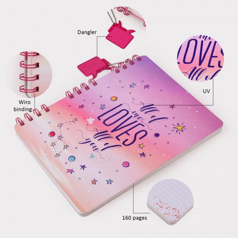 Doodle - Forever Mine Spiral A6 Diary With Dangler - Pink