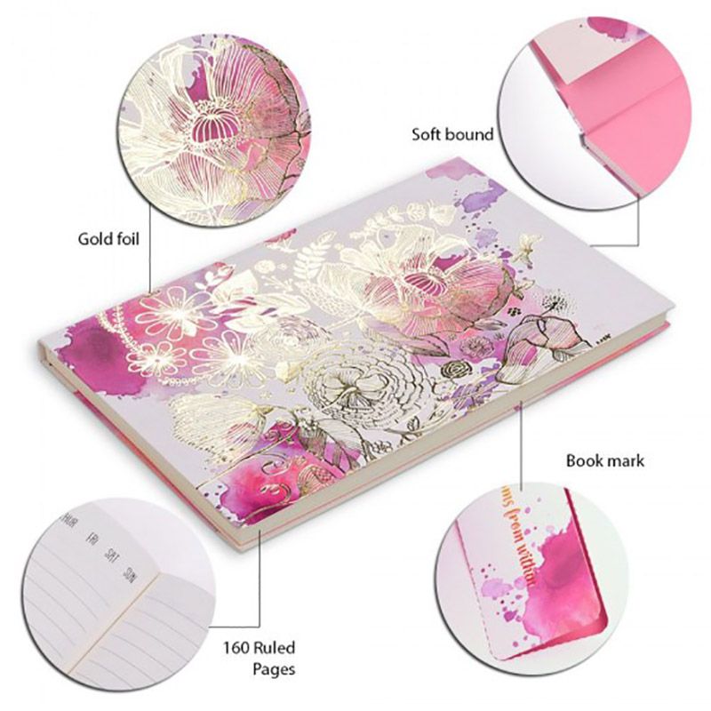 Doodle - Pastel Peonie Paper Cover A5 Notebook - Pink