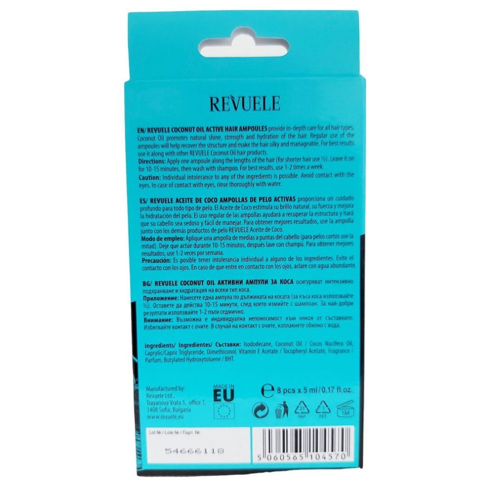 Revuele - Active Hair Coconut Oil Ampoules 5ml - Pack of 8