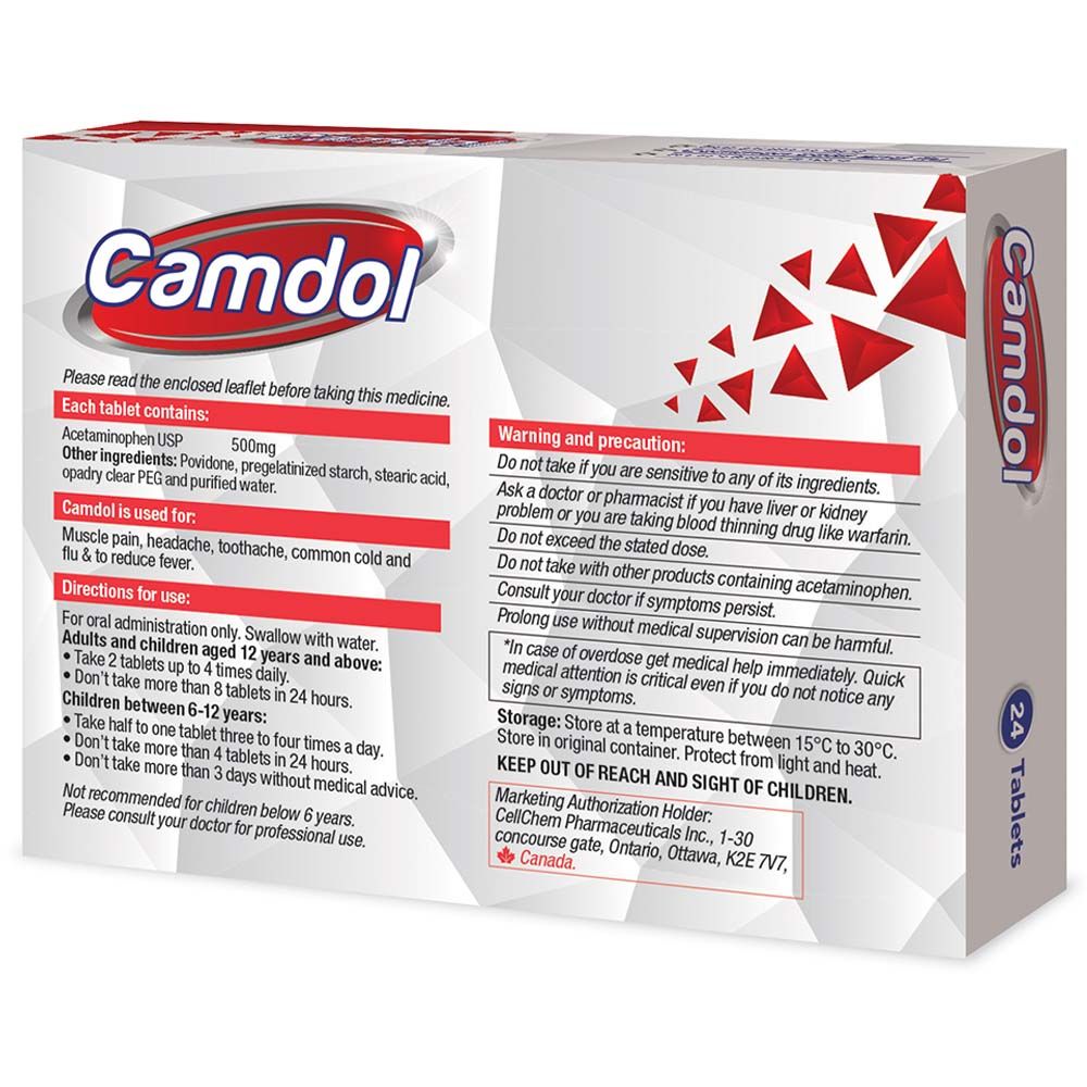 Camdol - Acetaminophen 500 Mg - 24 Tablets