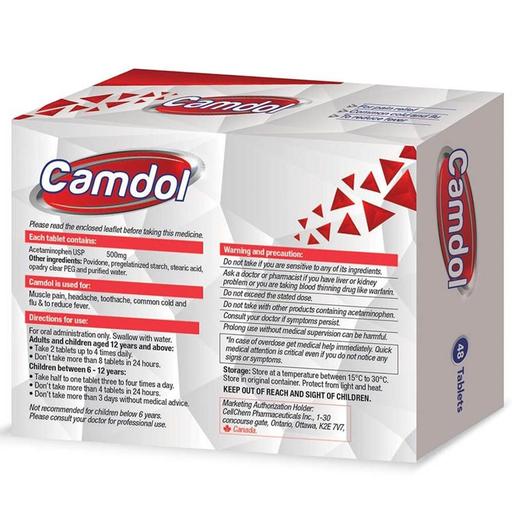 Camdol - Acetaminophen 500 Mg - 48 Tablets