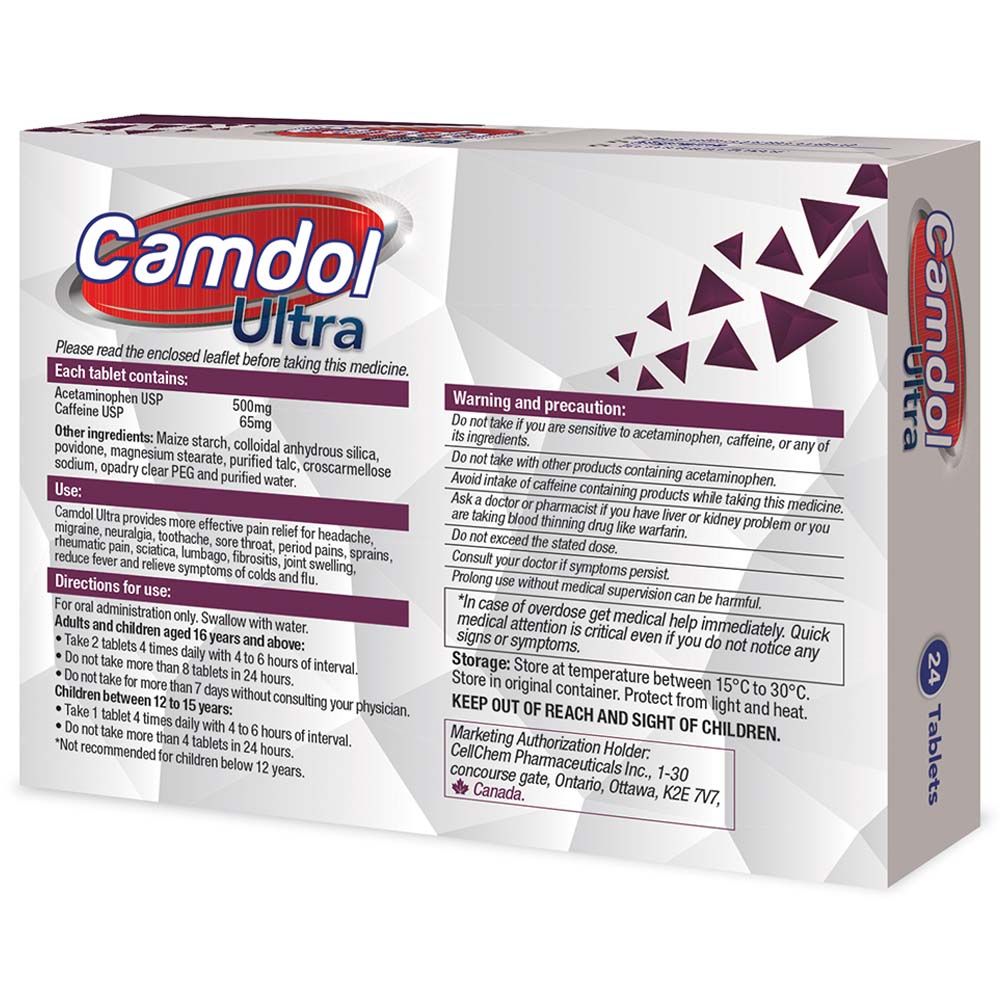 Camdol - Ultra Pain Relief 500 Mg/65Mg - 24 Tablets