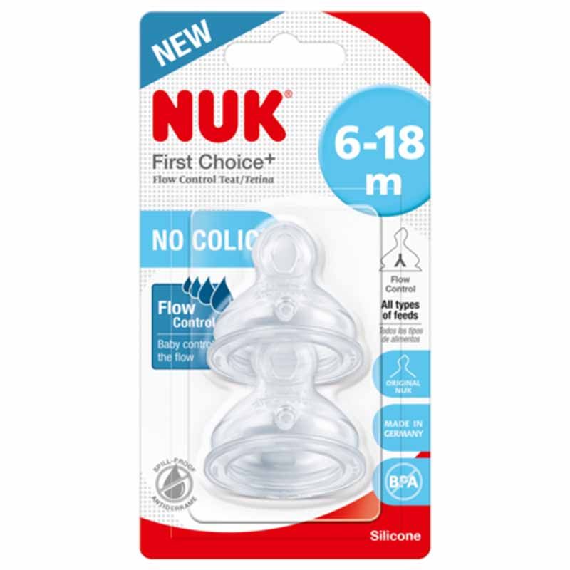 NUK - First Choice+ Flow Control Silicone Teat 6-18m 2pc