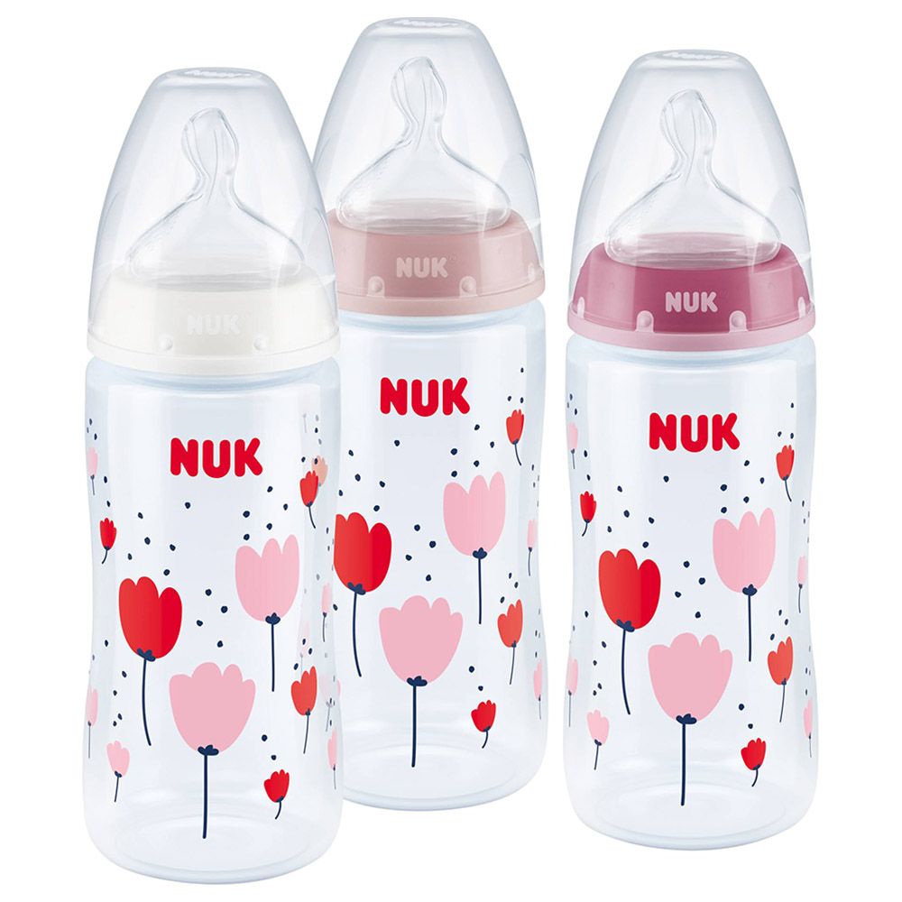 NUK - Anti-Colic Girl Bottle - Pack Of 3 - 300ml - Pink