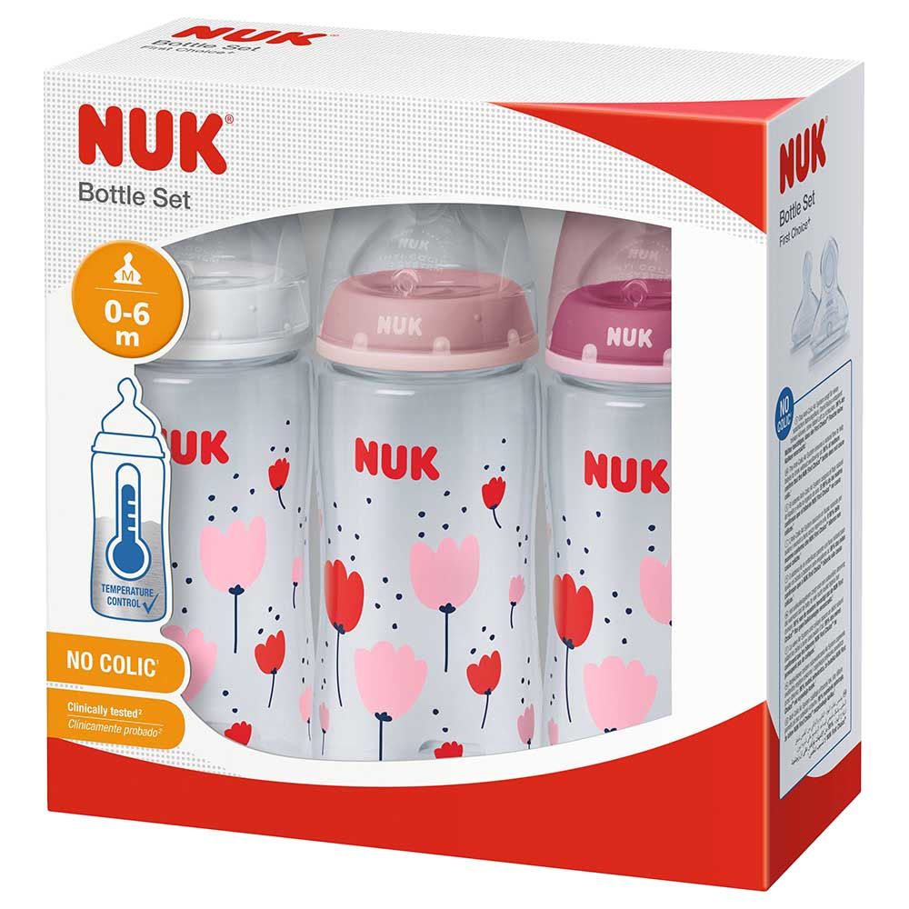 NUK - Anti-Colic Girl Bottle - Pack Of 3 - 300ml - Pink