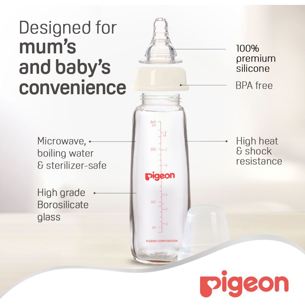 Pigeon - Glass Feeding Bottle K-8 240ml (Transparent Cap)