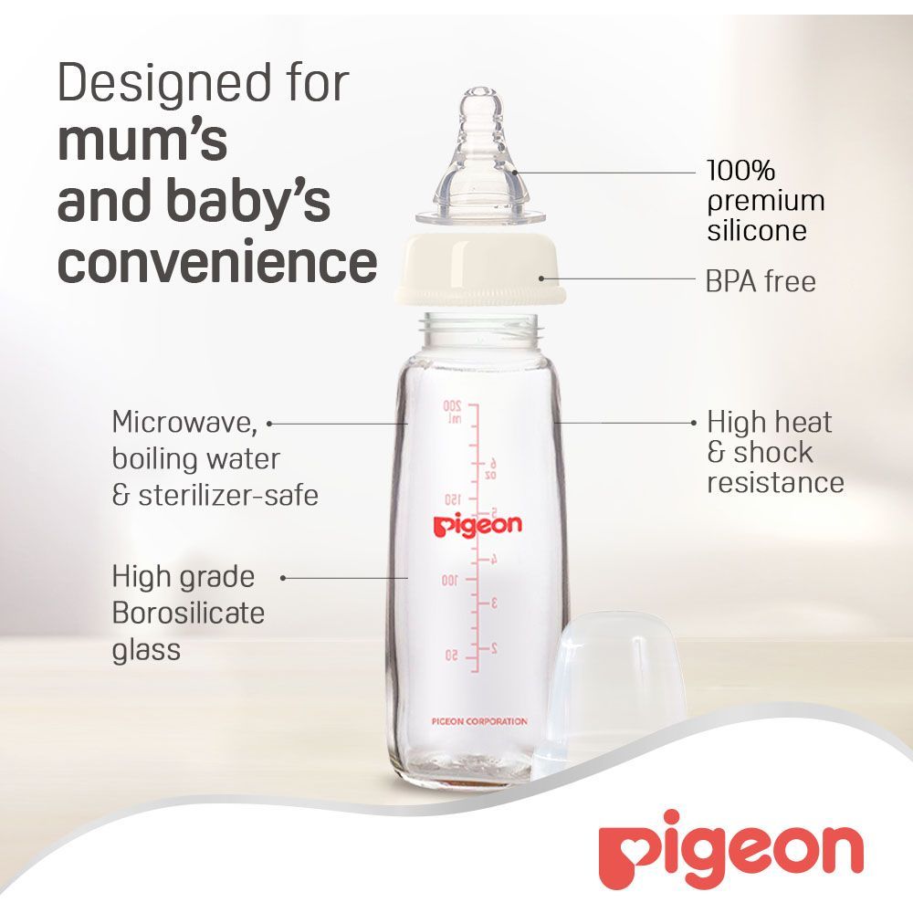 Pigeon - Glass Feeding Bottle K-6 200ml with Transparent Cap