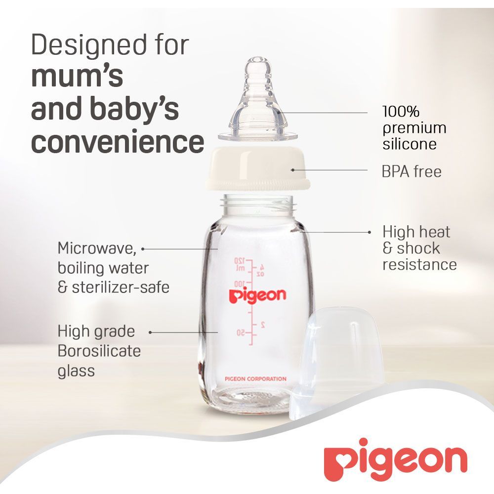 Pigeon - Glass Feeding Bottle K-4 - 120ml (Transparent Cap)