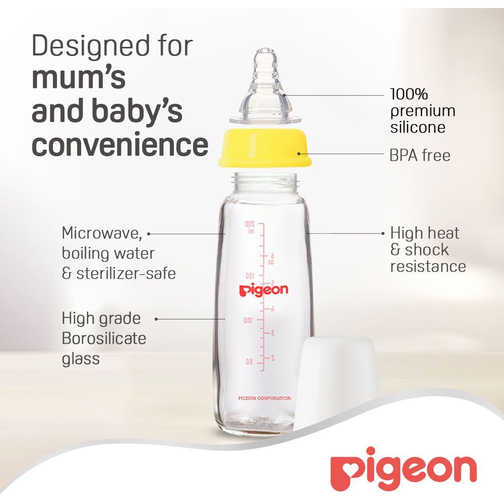 Pigeon - Glass Feeding Bottle K-6 - 200ml - Yellow