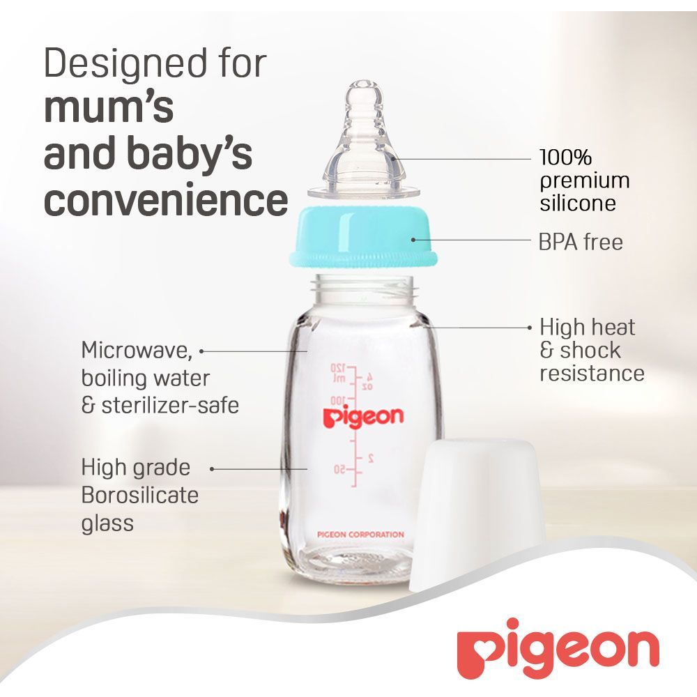 Pigeon - Glass Feeding Bottle K-4 - 120ml - Blue