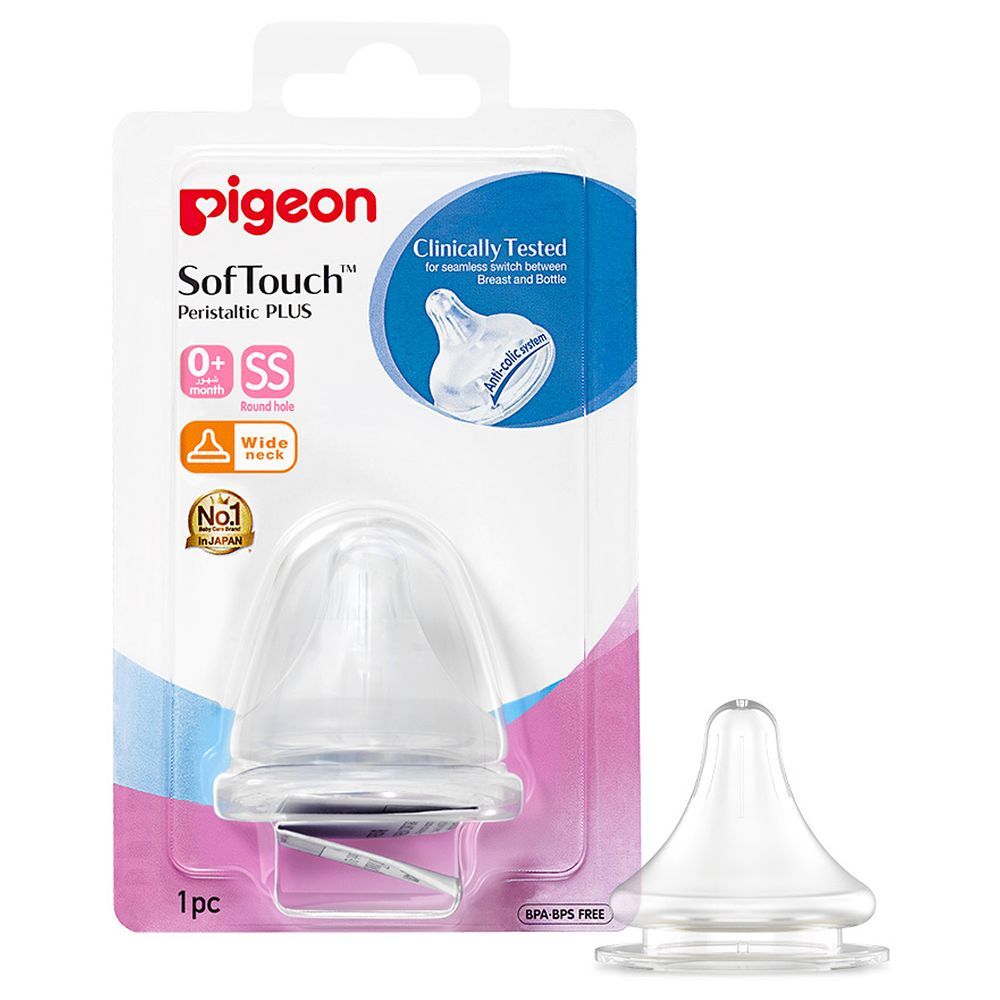 Pigeon - Wide Neck Peristaltic Plus Nipple (SS) 1pc Blister - Packaging May Vary