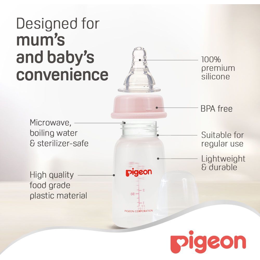 Pigeon - Plastic Feeding Bottle - 120ml - Pink