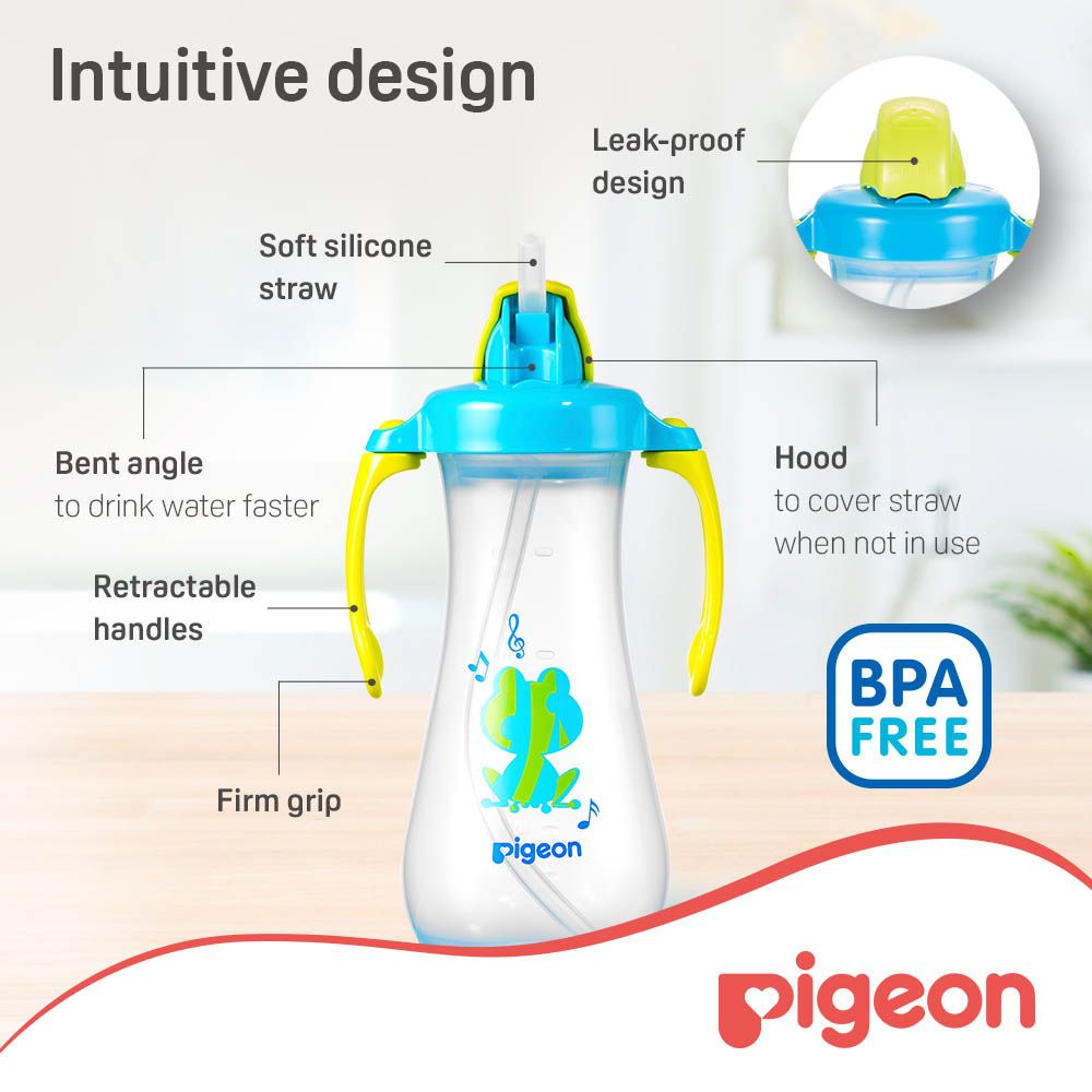 Pigeon - Tall Straw Bottle - Blue - 300ml