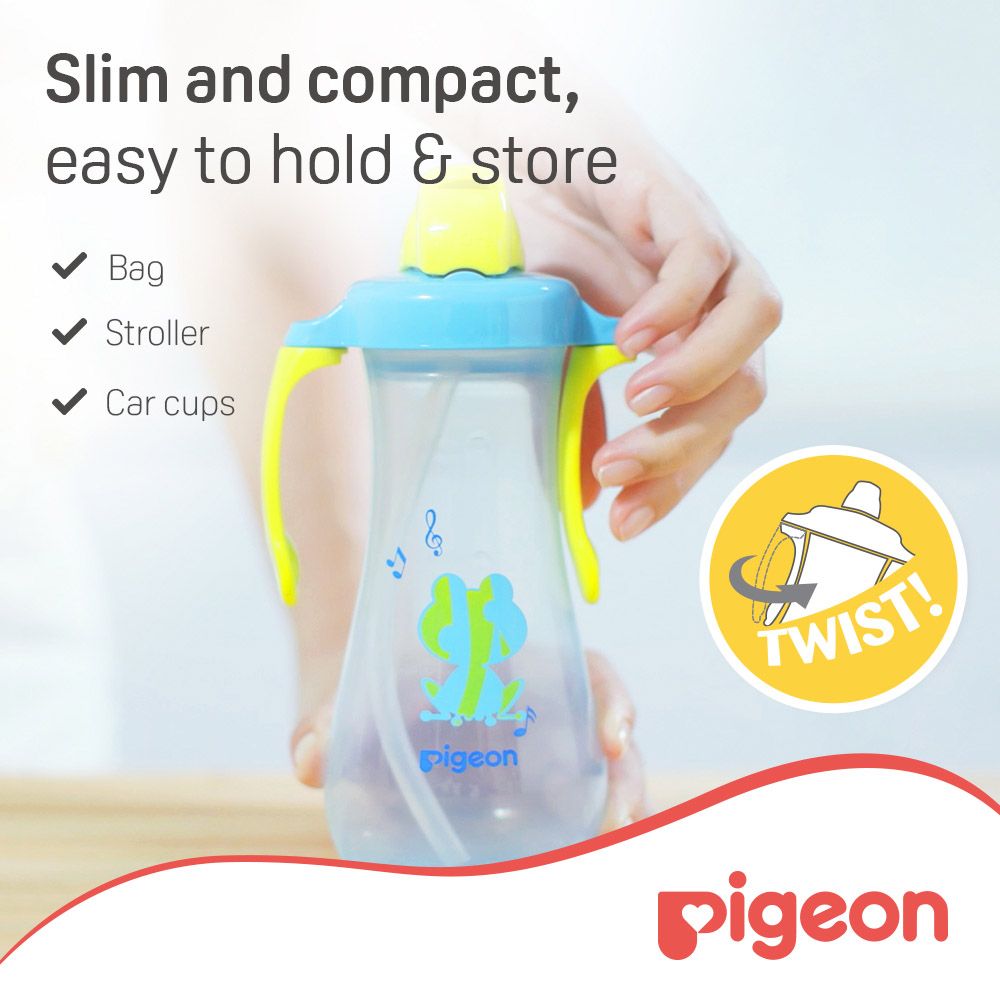 Pigeon - Tall Straw Bottle - Blue - 300ml