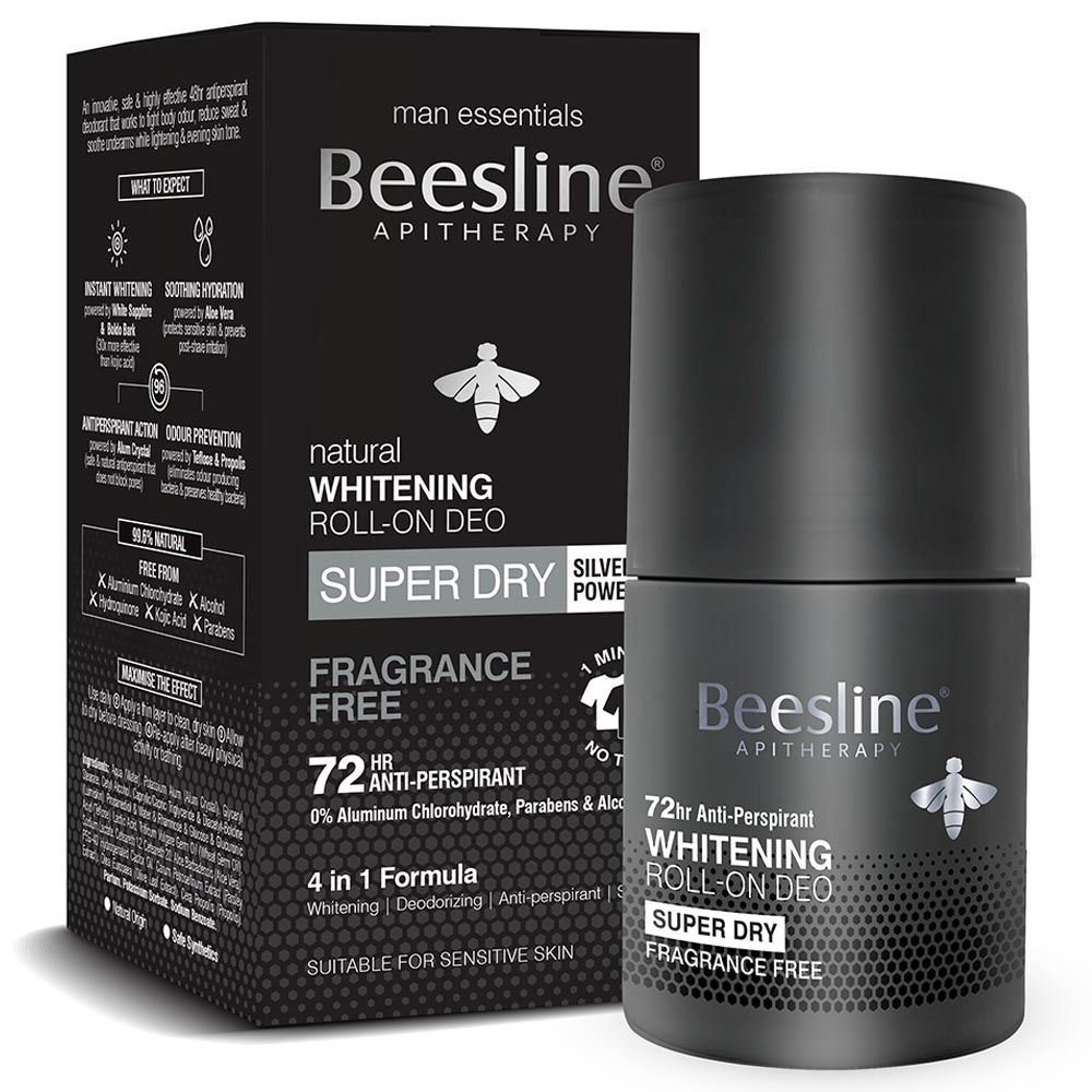 Beesline - Men Whitening Roll-On Deodorant Super Dry Fragrance Free - 50ml