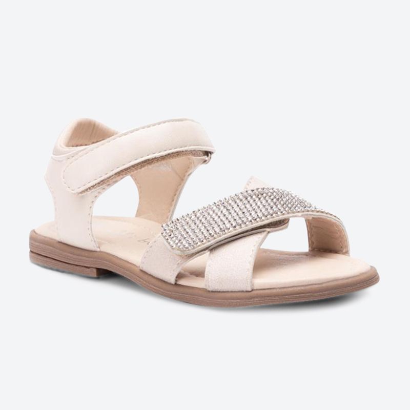 Nelli Blu - Stud Detail Velcro Closure Sandal - Beige