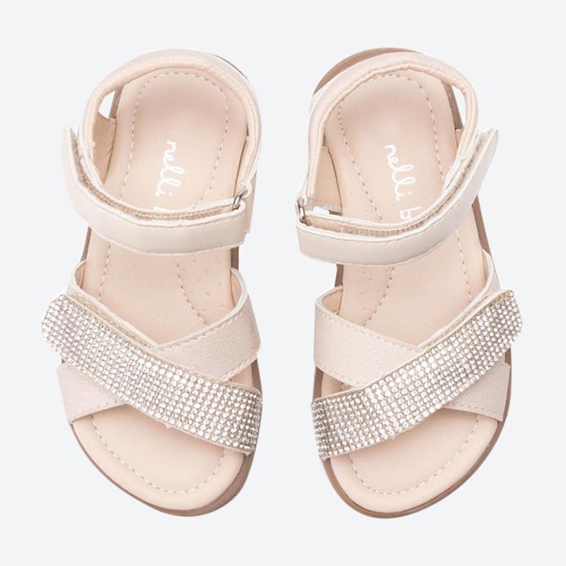 Nelli Blu - Stud Detail Velcro Closure Sandal - Beige