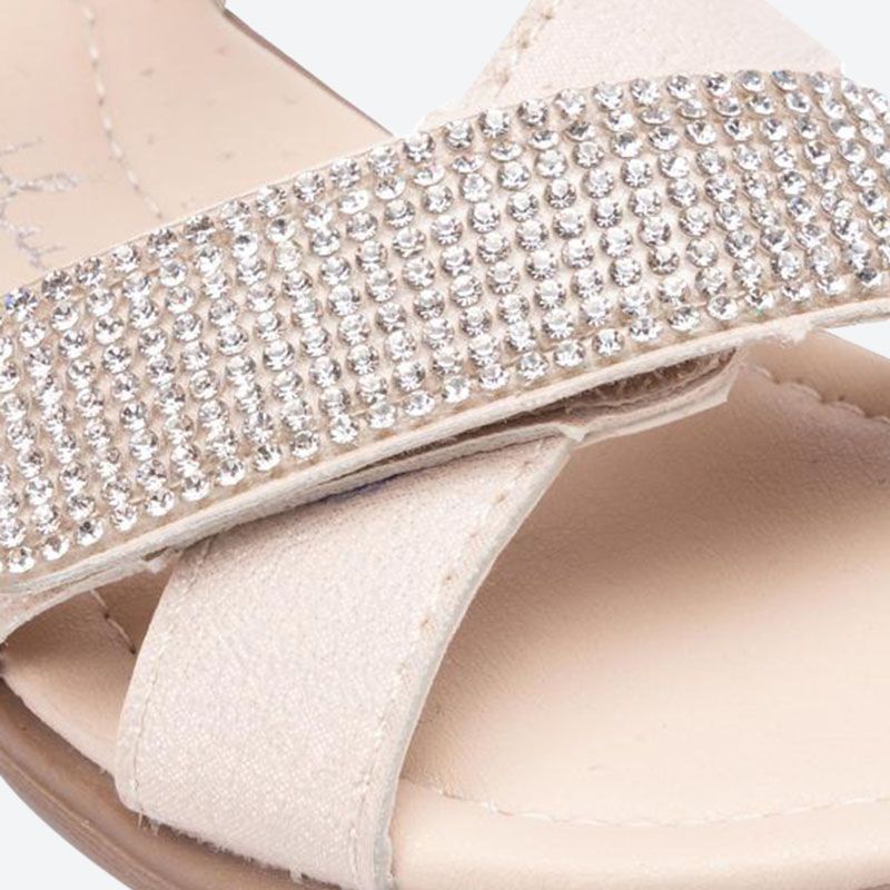 Nelli Blu - Stud Detail Velcro Closure Sandal - Beige