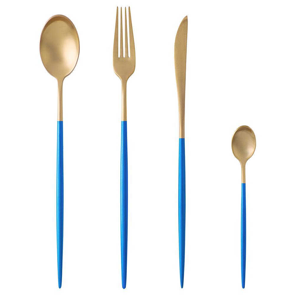 A'ish Home - Peony Blue And Gold Cutlery 16pcs Set