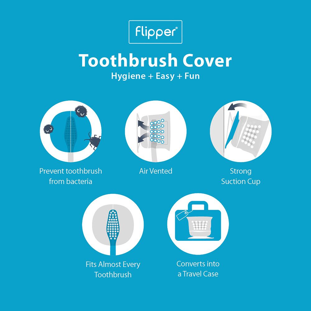 Flipper - Hygienic Toothbrush Holder w/ Suction Cup, Penguin, 3Y+