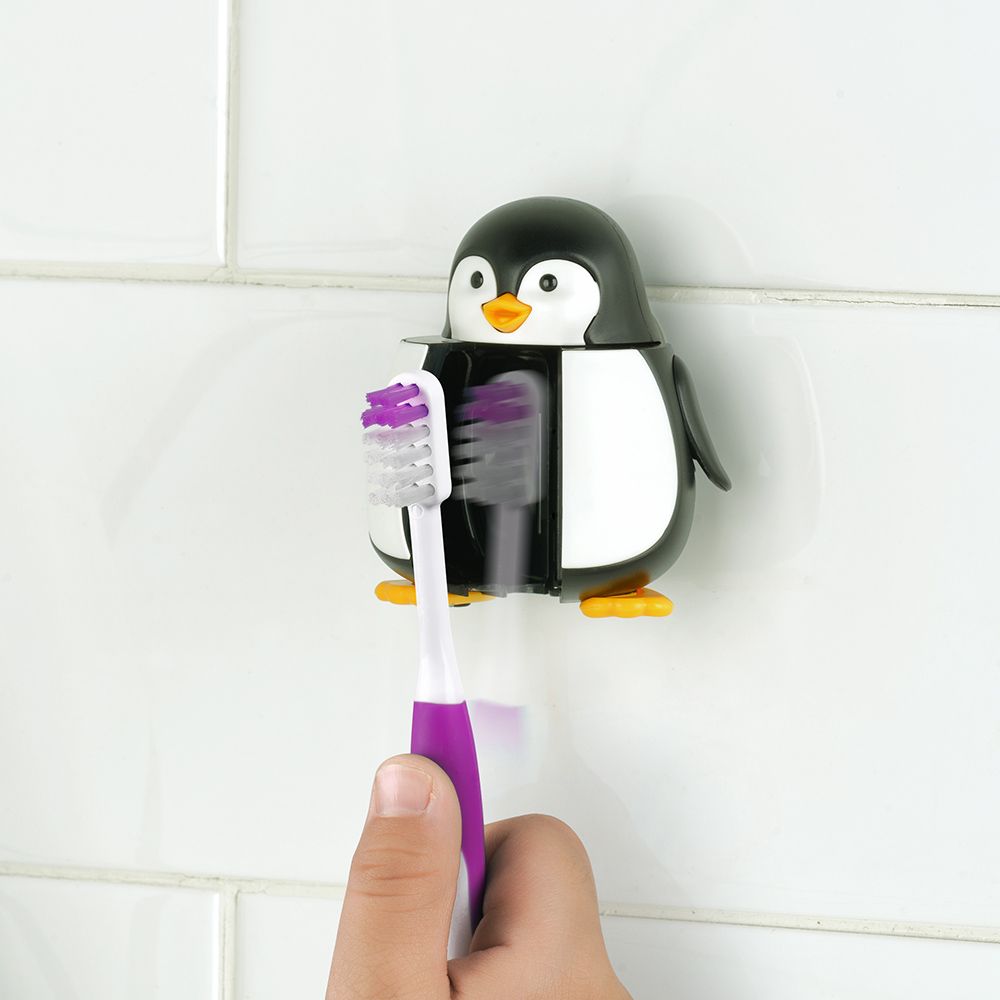 Flipper - Hygienic Toothbrush Holder w/ Suction Cup, Penguin, 3Y+