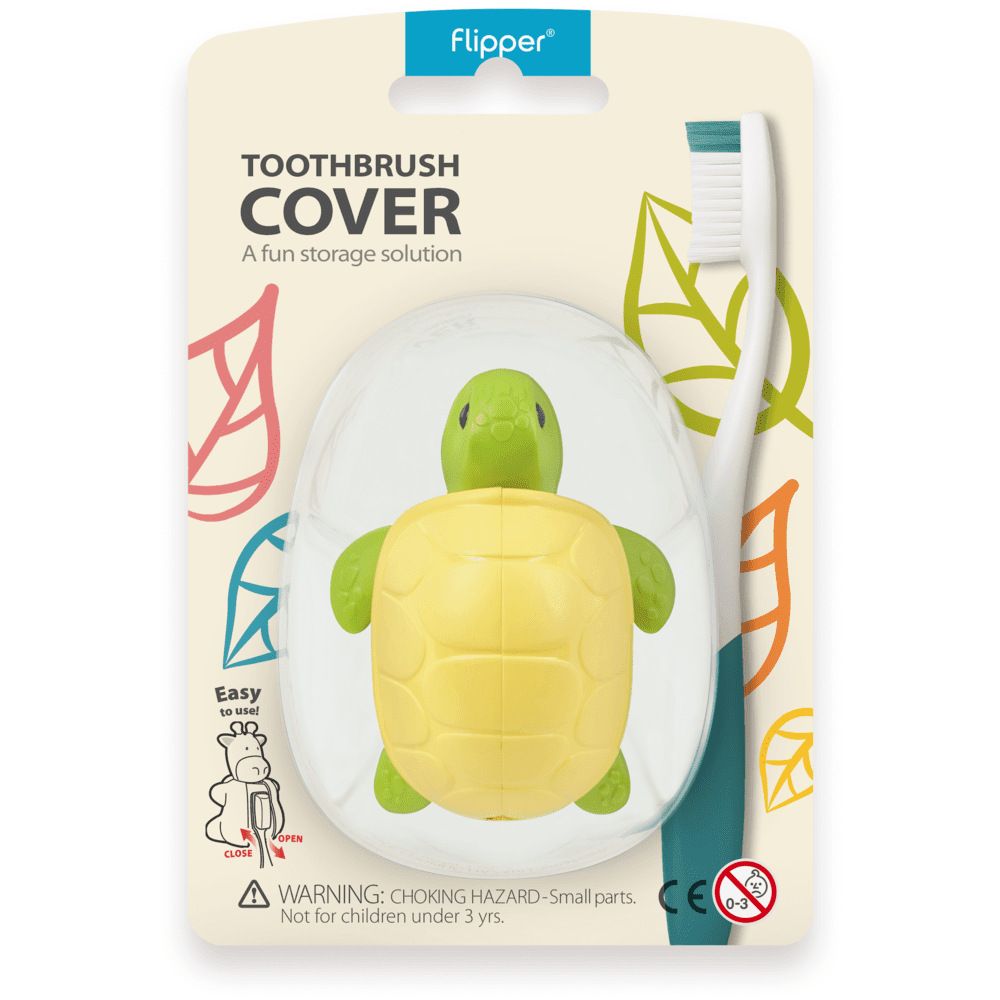 Flipper - Hygienic Toothbrush Holder w/ Suction Cup, Turtle, 3Y+