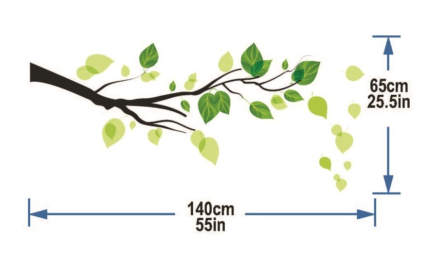 ستيكي آرت- ملصقات الجدران أوراق الشجر الخضراء- متوسط