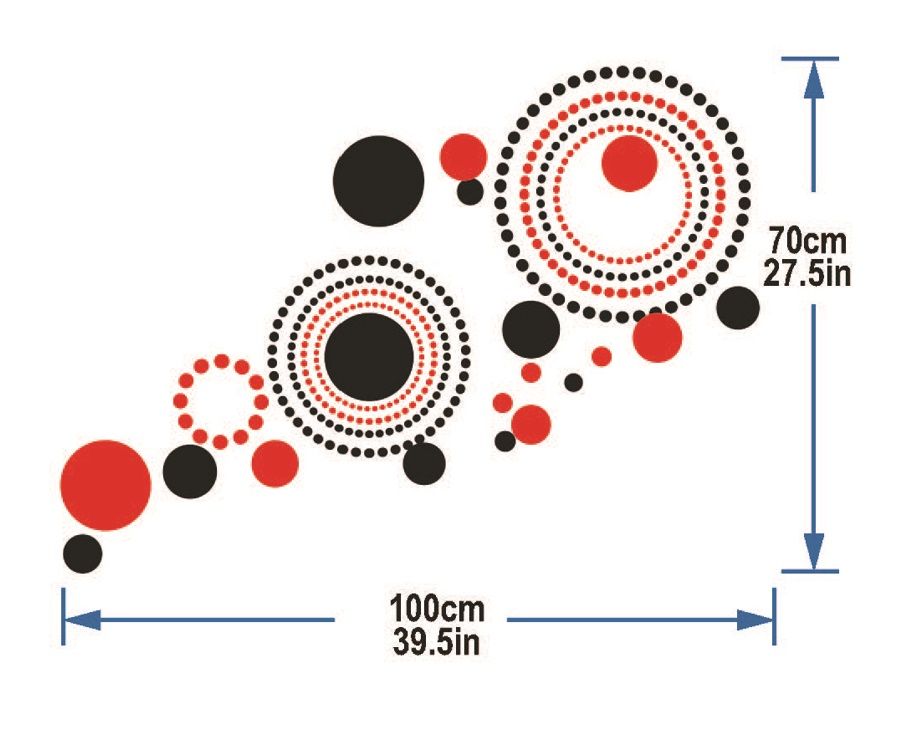 StickieArt - Abstract Red And Black Circles Removable Stickers-Medium