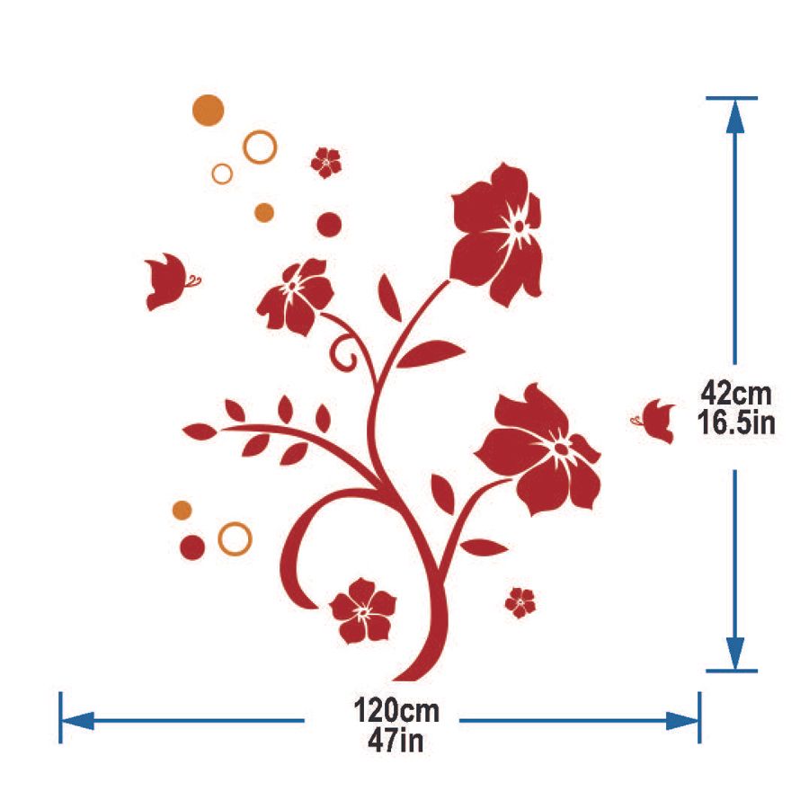 ستيكي آرت- ملصقات الجدران زهور حمراء- متوسط