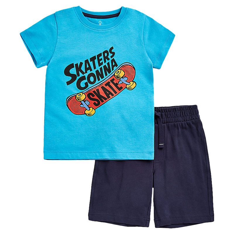 Mothercare - 2pc-Set - Skater T-Shirt & Shorts - Navy/Blue