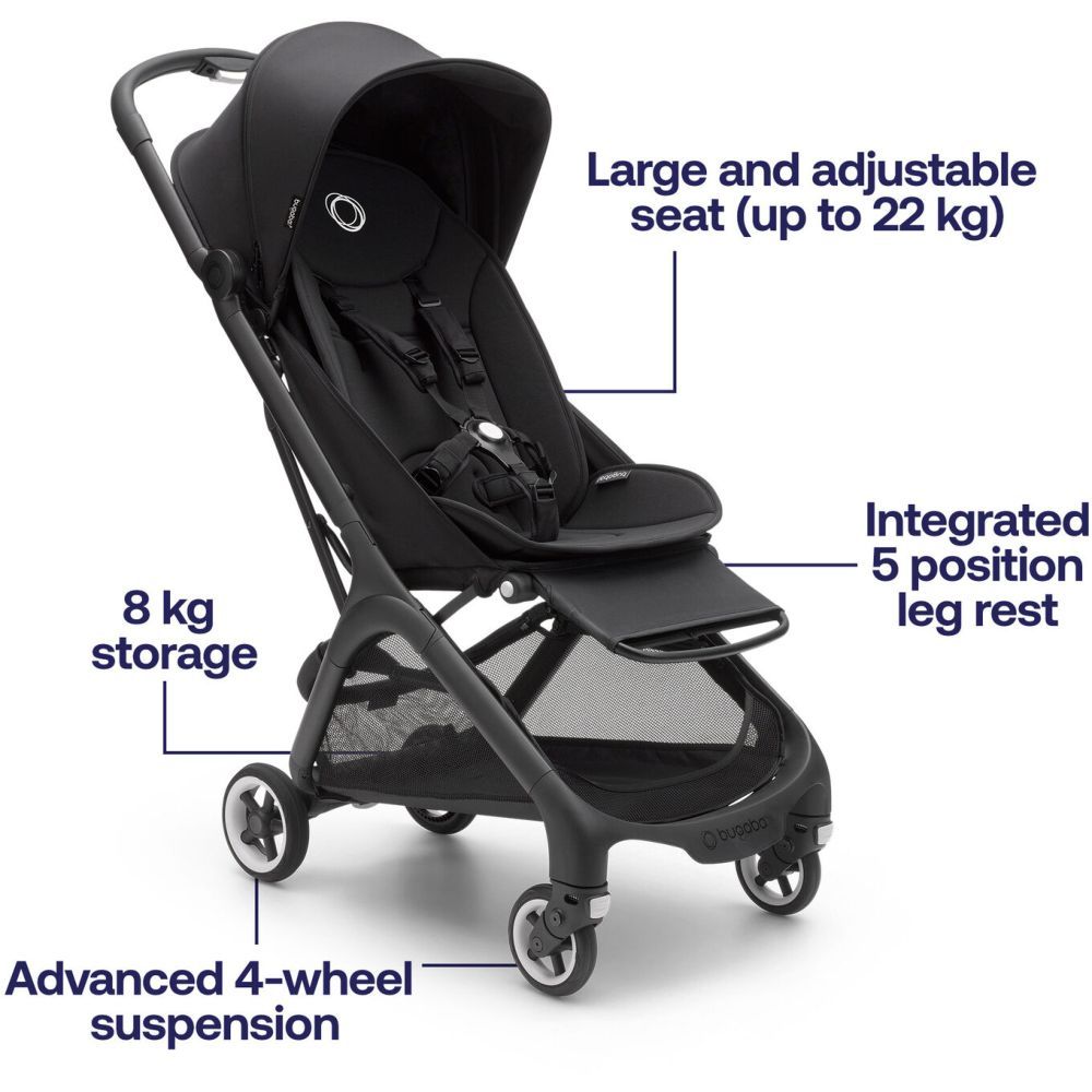 Bugaboo - Butterfly Complete Travel Stroller - Black/Stormy Blue