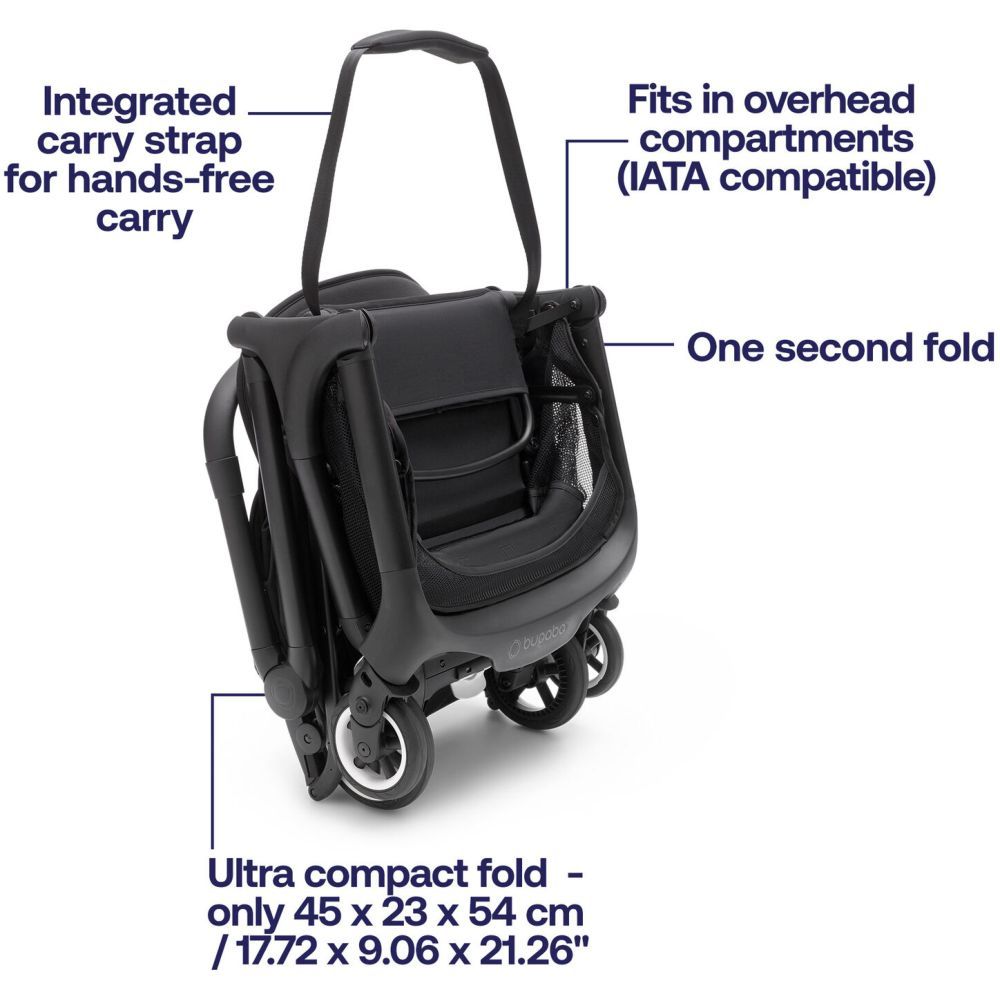 Bugaboo - Butterfly Complete Travel Stroller - Black/Stormy Blue