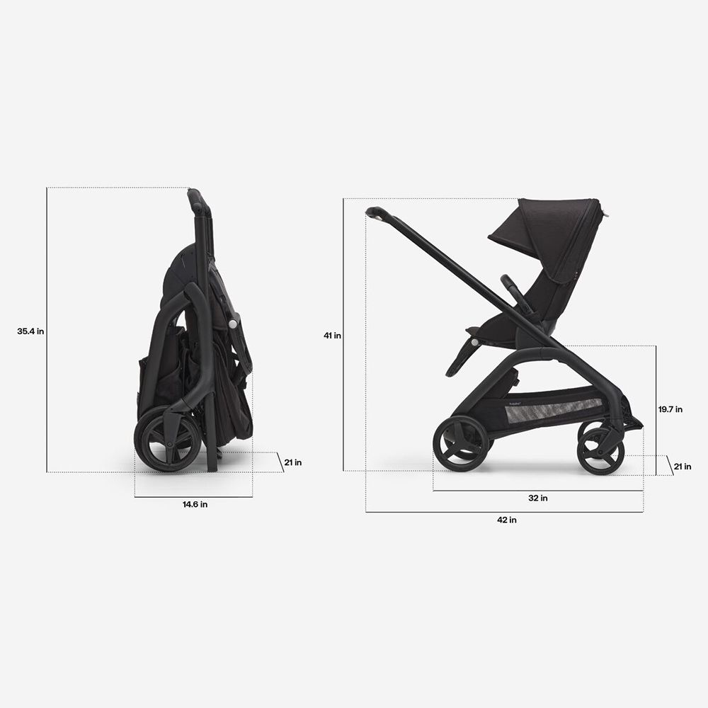 Bugaboo - Dragonfly Stroller - Midnight Black/Skyline Blue