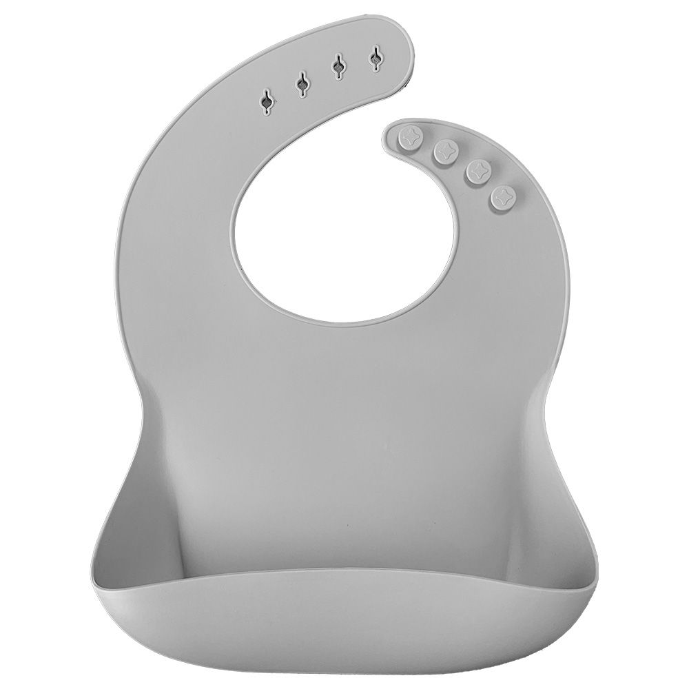 Minikoioi - Silicone Bib w/ Kangaroo Pocket - Powder Grey