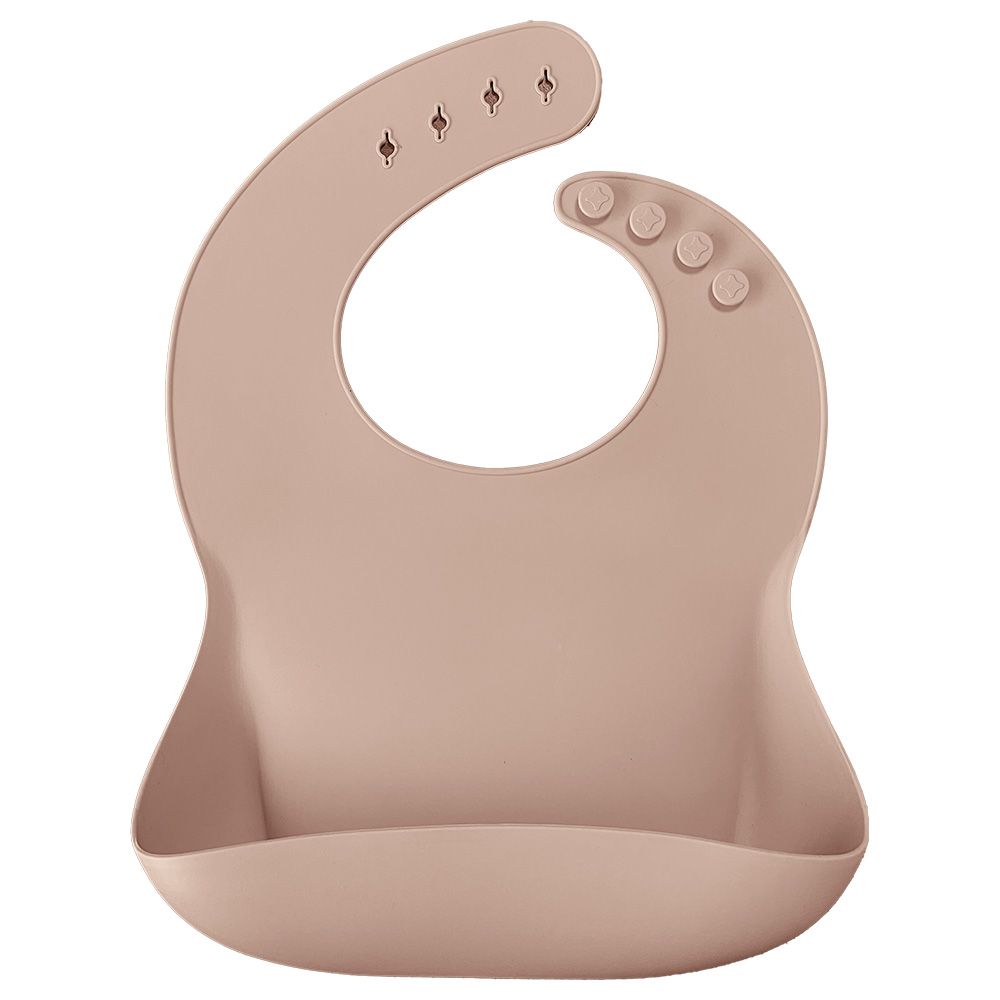 Minikoioi - Silicone Bib w/ Kangaroo Pocket - Bubble Beige