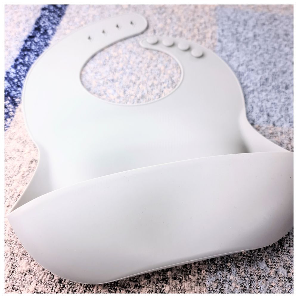 Minikoioi - Silicone Bib w/ Kangaroo Pocket - Bubble Beige