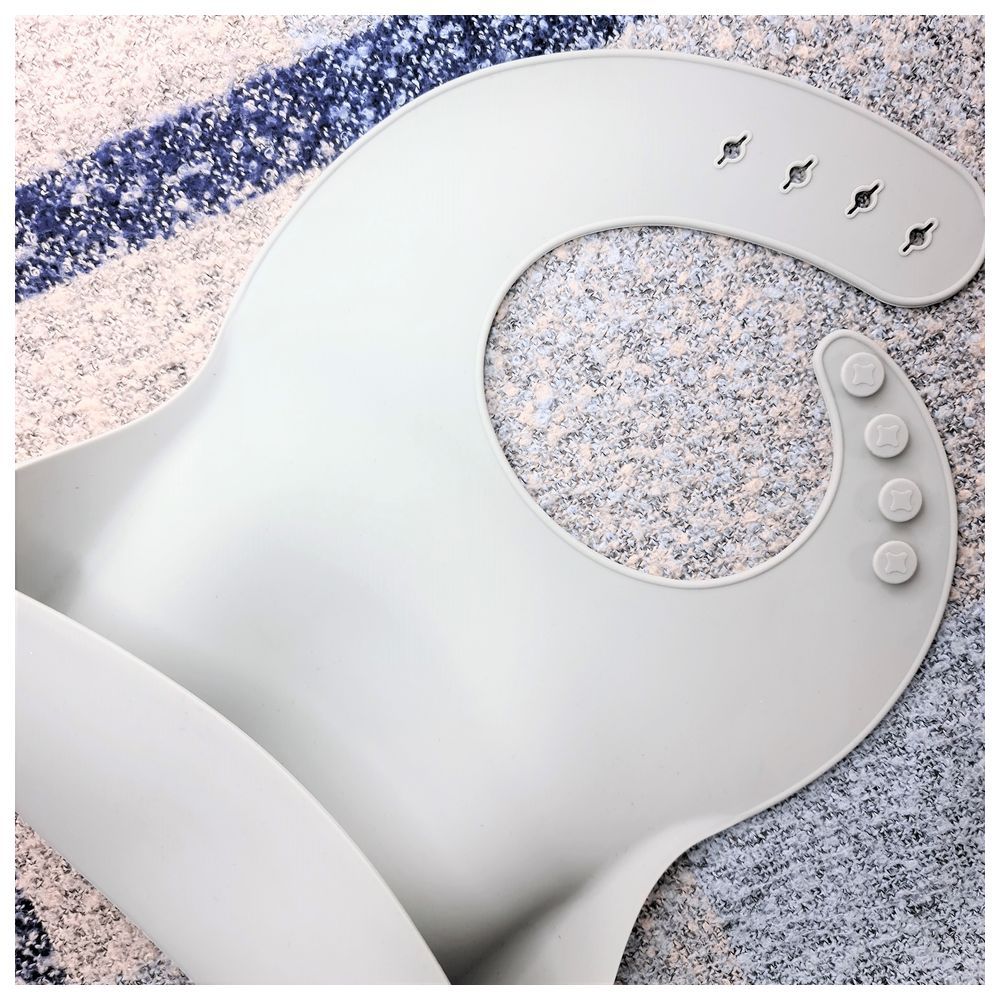 Minikoioi - Silicone Bib w/ Kangaroo Pocket - Bubble Beige