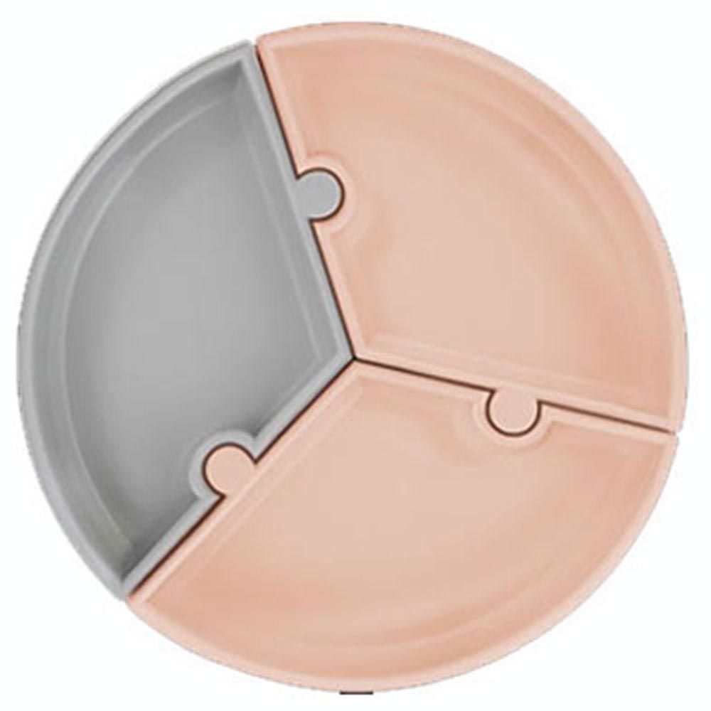 Minikoioi - Silicone Puzzle Plate - Bubble Beige/Powder Grey